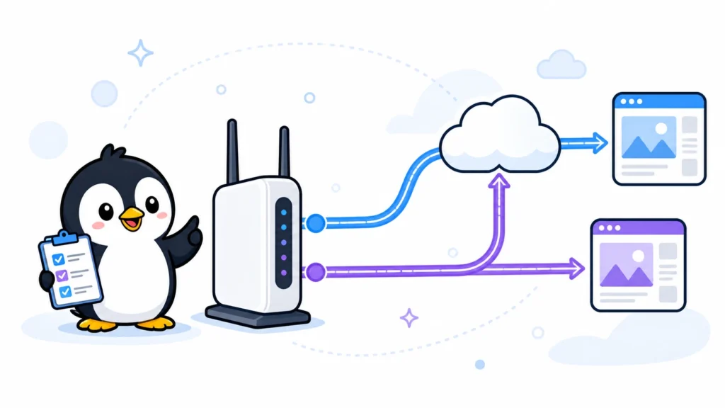 IPv6とIPv4 over IPv6の通信経路を確認するアイペンちゃん