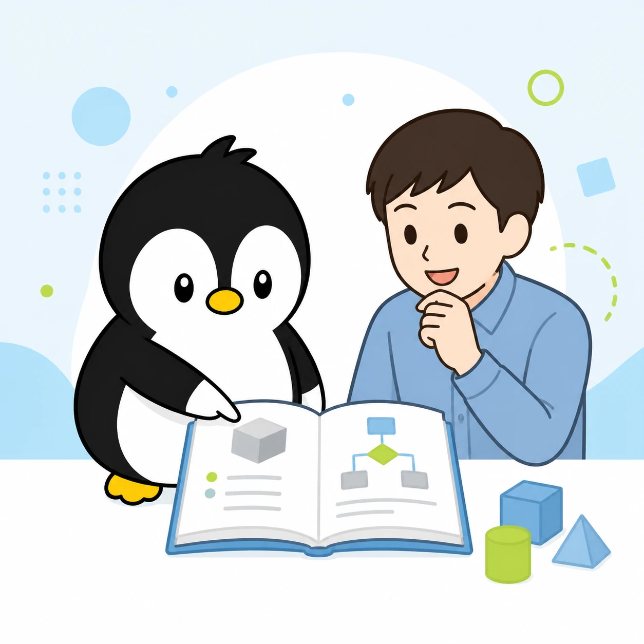 アイペンちゃんが用語集を指し示すイラスト