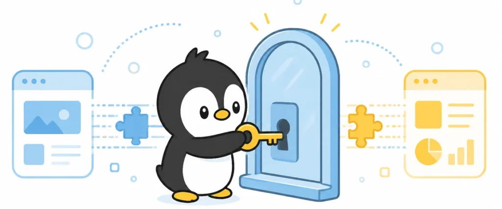 アイペンちゃんがAPI・API連携を学ぶイラスト