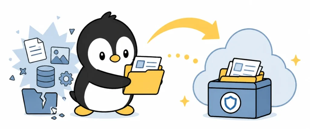アイペンちゃんがバックアップを学ぶイラスト