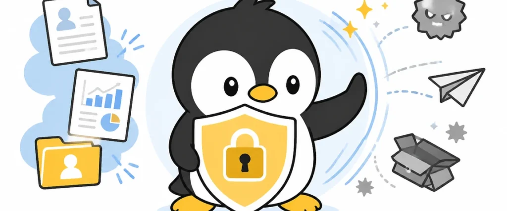 アイペンちゃんがデータ流出を学ぶイラスト