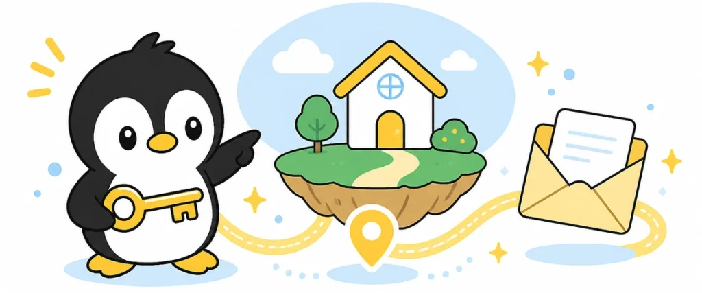 アイペンちゃんがドメインを学ぶイラスト