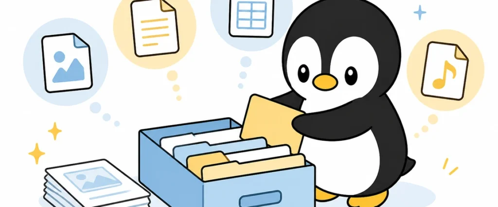 アイペンちゃんがファイル形式を学ぶイラスト