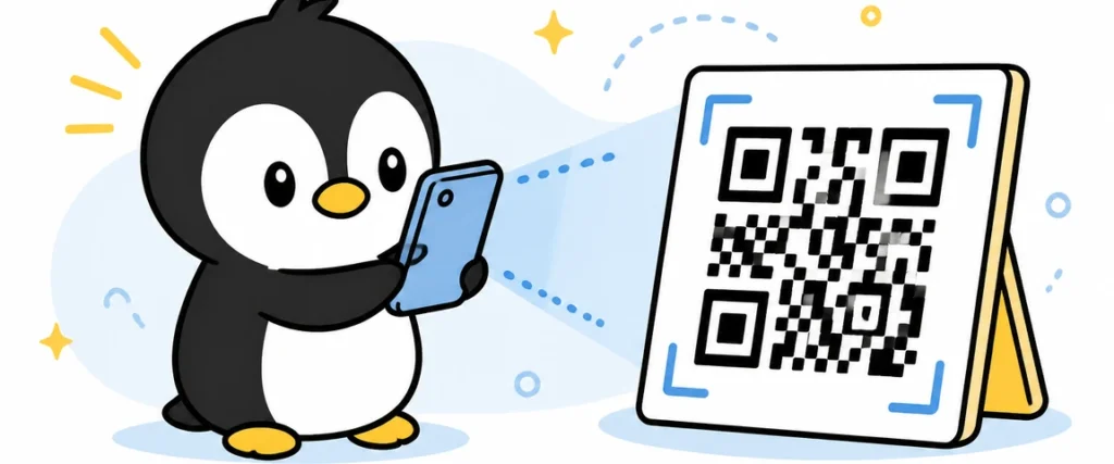 アイペンちゃんがQRコードを学ぶイラスト