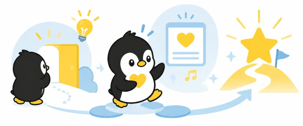 アイペンちゃんがUX（ユーザーエクスペリエンス）を学ぶイラスト