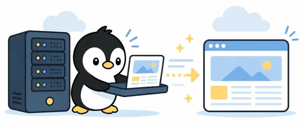 アイペンちゃんがWebサーバーを学ぶイラスト