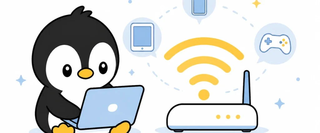 アイペンちゃんがWi-Fiを学ぶイラスト